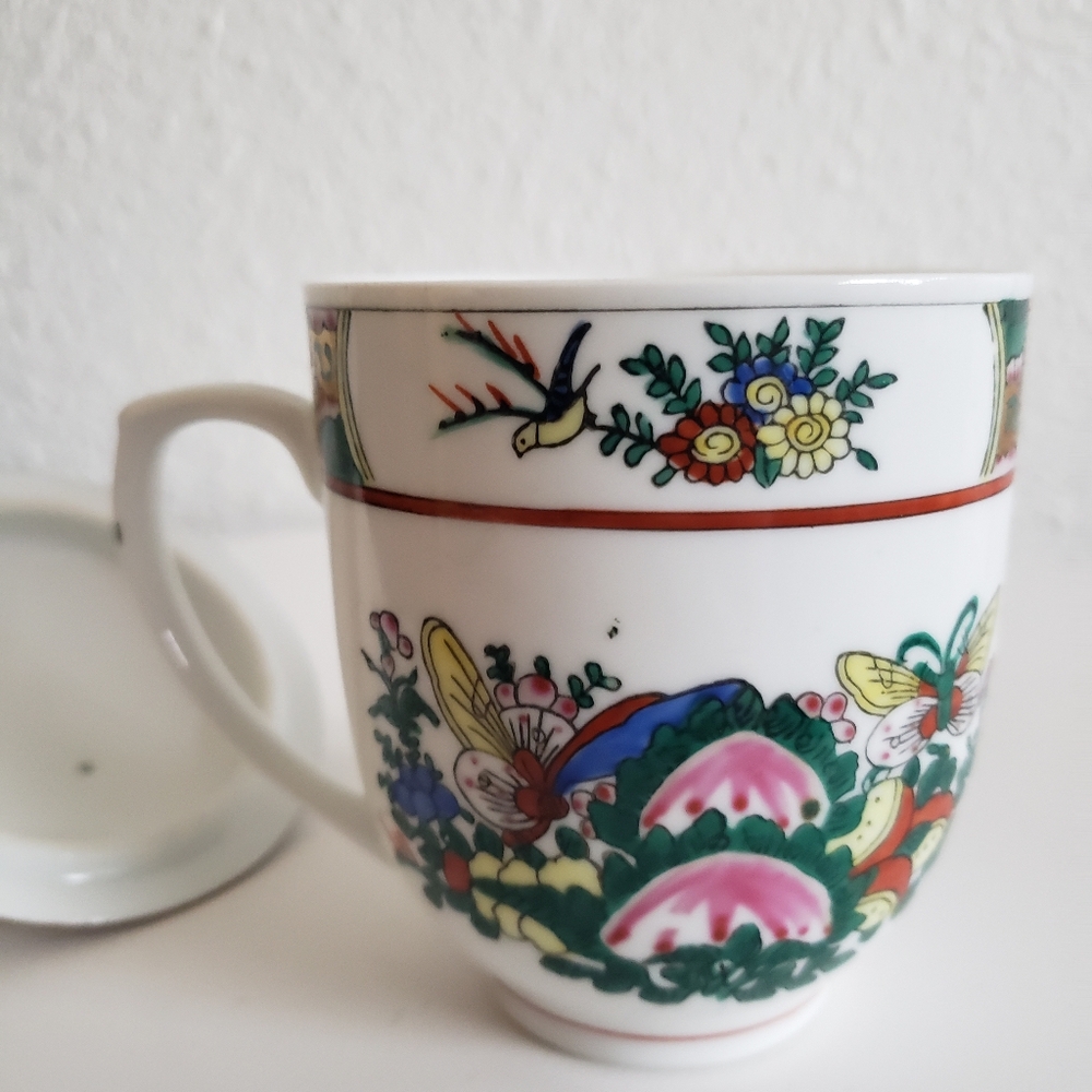 V#intage Handpainted Porcelain Lided Tea Cup 200ml - Picture 4 of 11
